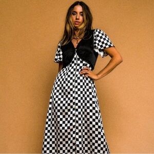 Dressed in LALA Black and White Checkered Maxi Dress